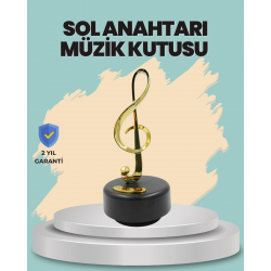 Mey İthalat® Altın Nota Sol Anahtarı Müzik Box Döner Mekanizmalı Hediyelik