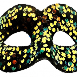 Mey İthalat® Altın Renk Arkadan Lastikli Pul Payet İşlemeli Balo After Parti Maskesi