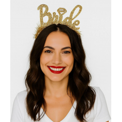 Mey İthalat® Altın Renk Bekarlığa Veda İtalik Yazı Alyanslı Bride Taç