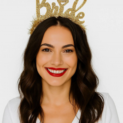 Mey İthalat® Altın Renk Bekarlığa Veda İtalik Yazı Alyanslı Bride Taç