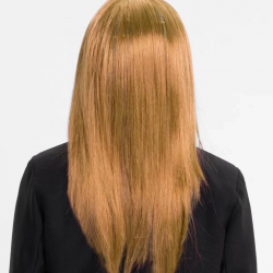 Mey İthalat® Altın Renk Düz Kesim İçi Astarlı Uzun Parti Peruğu Takma Saç