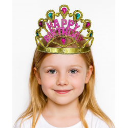 Mey İthalat® Altın Renk Happy Birthday Yazılı Doğum Günü Tacı 60 cm