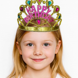 Mey İthalat® Altın Renk Happy Birthday Yazılı Doğum Günü Tacı 60 cm