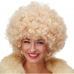 Mey İthalat® Altın Renk Kıvırcık Afro Bonus Peruk Saç Parti Peruğu Platin Gold