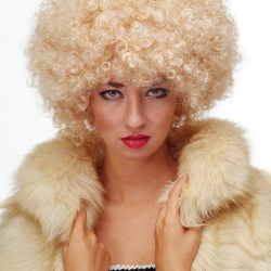 Mey İthalat® Altın Renk Kıvırcık Afro Bonus Peruk Saç Parti Peruğu Platin Gold