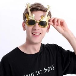 Mey İthalat® Altın Renk Rockn Roll Gitar Şekilli Parti Gözlüğü 15x15 cm