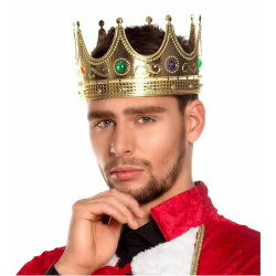 Mey İthalat® Altın Renk Yetişkin Çocuk Uyumlu Kral Tacı 60 cm