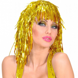 Mey İthalat® Altın Sarısı Işıltılı Metalize Parti Peruğu
