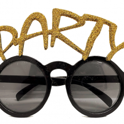 Mey İthalat® Altın Simli Party Yazılı Parti Gözlüğü Show 15x7 cm