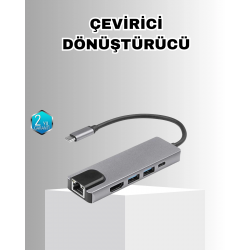 Mey İthalat® Alüminyum Kasalı MacBook USB-C Hub – 4K HDMI, USB 3.0, SD/TF Kart Girişi, PD Şarj Desteği