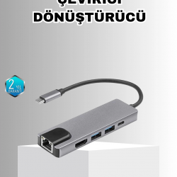 Mey İthalat® Alüminyum Kasalı MacBook USB-C Hub – 4K HDMI, USB 3.0, SD/TF Kart Girişi, PD Şarj Desteği