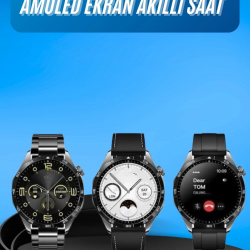 Mey İthalat® Amoled Ekran 3 Kordonlu Akıllı Saat 5.0 Bluetooth Bağlantılı Android ve İOS Uyumlu