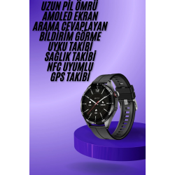 Mey İthalat® Amoled Ekran 3 Kordonlu Akıllı Saat 5.0 Bluetooth Bağlantılı Android ve İOS Uyumlu