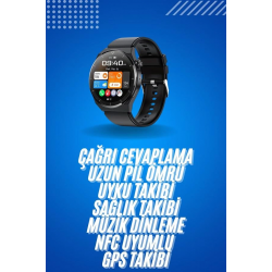 Mey İthalat® Amoled Ekran Metal Deri Silikon Kordonlu Uyku ve Sağlık Takibi