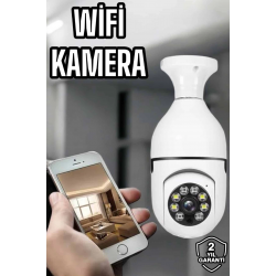 Mey İthalat® Ampul Görünümlü Güvenlik Kamerası Duylu Wifi Kamerası Dönebilen