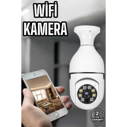 Mey İthalat® Ampul Görünümlü Güvenlik Kamerası Duylu Wifi Kamerası Dönebilen