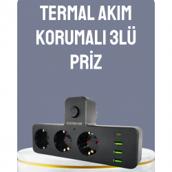 Mey İthalat® Anahtarlı Çoklu Priz 3 USB 1 Type-C Hızlı Şarj Destekli