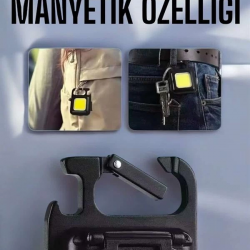 Mey İthalat® Anahtarlık Çok Amaçlı Mıknatıslı Taşınabilir Işık Led Şarjlı