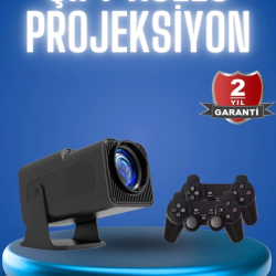 Mey İthalat® Android Projeksiyon Siyah Taşınabilir Sinema Projektörü 4k 1080p Ev Sineması Bluetooth