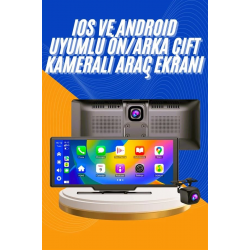 Mey İthalat® Android ve İOS Uyumlu Ön Arka Çift Kameralı Araç Ekranı Dokunmatik CarPlay