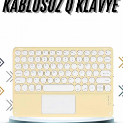 Mey İthalat® Android ve İOS Uyumlu Bluetooth Klavye Touchpad Slim Kablosuz Wifi Q Klavye
