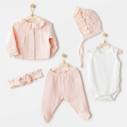 Mey İthalat®   AC25840 Natural Gift Müslin 5'Li Hastane Çıkışı Salmon