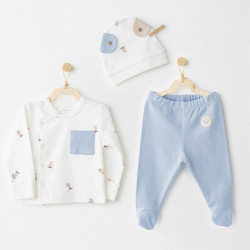 Mey İthalat® AC26073  3'lü Zıbın Takım Blue