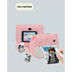 Mey İthalat® Anında Baskı Özellikli Çocuk Kamerası – 24MP HD Çift Lens, 32GB Hafıza ve Oyun Modu