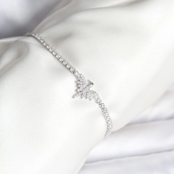 Mey İthalat® Anka Kuşu Model Zirkon Taşlı Gümüş Renk Pirinç Su Yolu Kadın Bileklik