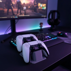 Mey İthalat® Antrasit İkili Gamepad Tutucu 7x18 cm Masa ve Raf Düzeni