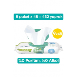 Mey İthalat®   Aqua Pure Islak Havlu Mendil 9'Lu 432 Yaprak