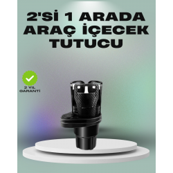 Mey İthalat® Araba Çift Bardak Tutucu 360° Dönebilen İkisi Bir Arada Ayarlanabilir