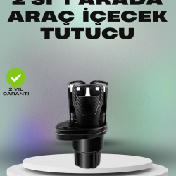 Mey İthalat® Araba Çift Bardak Tutucu 360° Dönebilen İkisi Bir Arada Ayarlanabilir