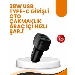 Mey İthalat® Araç Çakmak Girişli 38W Hızlı Şarj Aleti – İki Cihaz Destekli