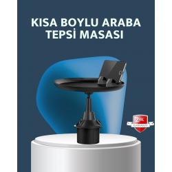 Mey İthalat® Araç İçi 360° Ayarlanabilir Bardaklık Tepsisi Geniş Yüzeyli ve Telefon Standlı