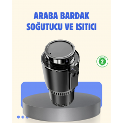 Mey İthalat® Araç İçi Akıllı Bardaklık Isıtıcı Soğutucu Dijital Ekranlı