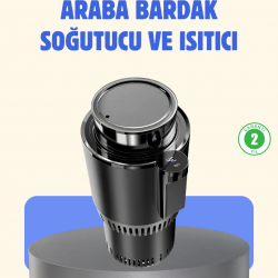 Mey İthalat® Araç İçi Akıllı Bardaklık Isıtıcı Soğutucu Dijital Ekranlı