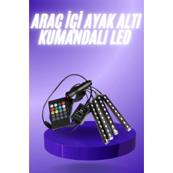 Mey İthalat® Araç İçi Ayak Altı 12'li Şerit Led Işık Uzaktan Kumandalı RGB Işıklı Ses ve Müziğe Duyarlı