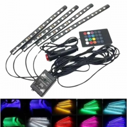 Mey İthalat® Araç İçi Ayak Altı 12'li Şerit Led Işık Uzaktan Kumandalı RGB Işıklı Ses ve Müziğe Duyarlı