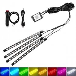 Mey İthalat® Araç İçi Ayak Altı Led 12 Led Işık Sese Müziğe Duyarlı RGB Işıklı Aydınlatma Seti