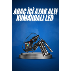 Mey İthalat® Araç İçi Ayak Altı Led 12 Led Işık Sese Müziğe Duyarlı RGB Işıklı Aydınlatma Seti