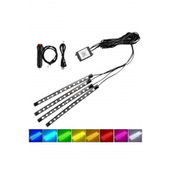 Mey İthalat® Araç İçi Ayak Altı Led 12 Led Işık Sese Müziğe Duyarlı RGB Işıklı Aydınlatma Seti