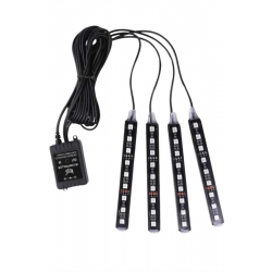 Mey İthalat® Araç Içi Aydınlatma Kumandalı 12 Led Ayak Altı Led Ambiyans Işığı Sese Duyarlı Kumandalı