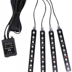 Mey İthalat® Araç Içi Aydınlatma Kumandalı 12 Led Ayak Altı Led Ambiyans Işığı Sese Duyarlı Kumandalı