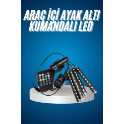 Mey İthalat® Araç Içi Aydınlatma Kumandalı 12 Led Ayak Altı Led Ambiyans Işığı Sese Duyarlı Kumandalı