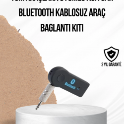 Mey İthalat® Araç İçi Bluetooth AUX Adaptörü ve Telefon Görüşme Cihazı