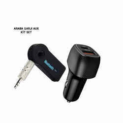 Mey İthalat® Araç İçi Bluetooth Müzik Kiti + Type-C PD Araç Şarjı Seti