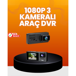 Mey İthalat® Araç İçi Güvenlik Kamerası | 3 Kanallı, 24 Saat Park Kaydı Destekli