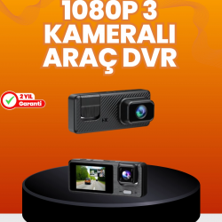 Mey İthalat® Araç İçi Güvenlik Kamerası | 3 Kanallı, 24 Saat Park Kaydı Destekli