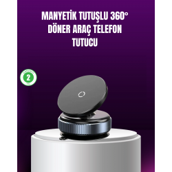 Mey İthalat® Araç İçi Manyetik Telefon Tutucu 360° Döner Vakumlu Stand